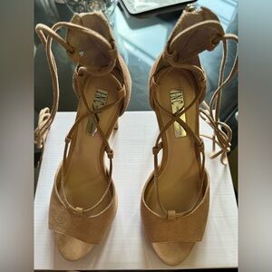 INC Beige/Nude/Tan Lace Up Heels